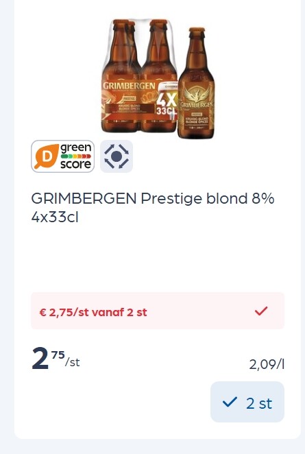 Grimbergen prestige blond 8% 4x33 cl -50%