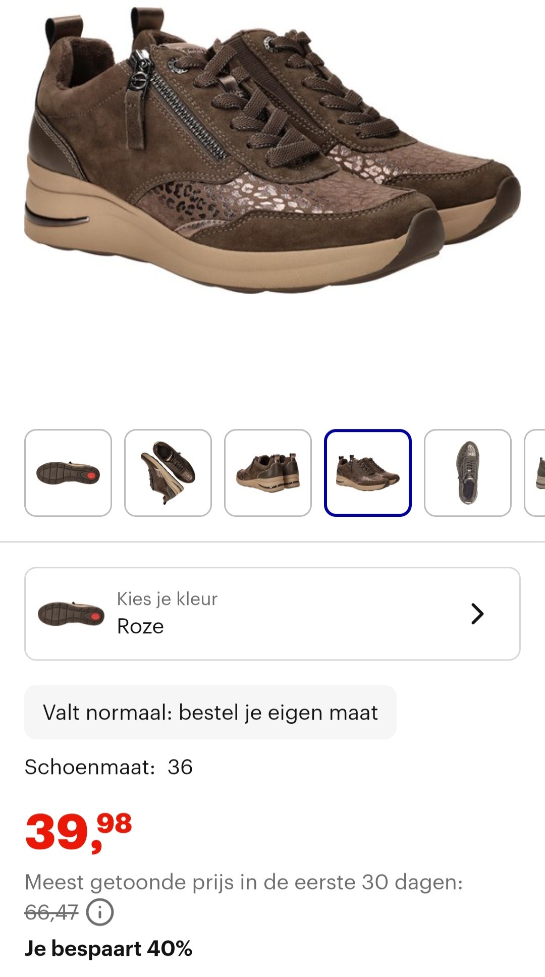 Tamaris comfort Sneakers Dames Roze maat 36 -40%