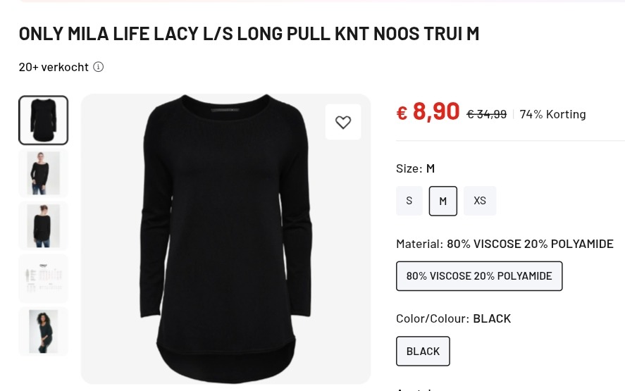 Only lange trui 74% korting