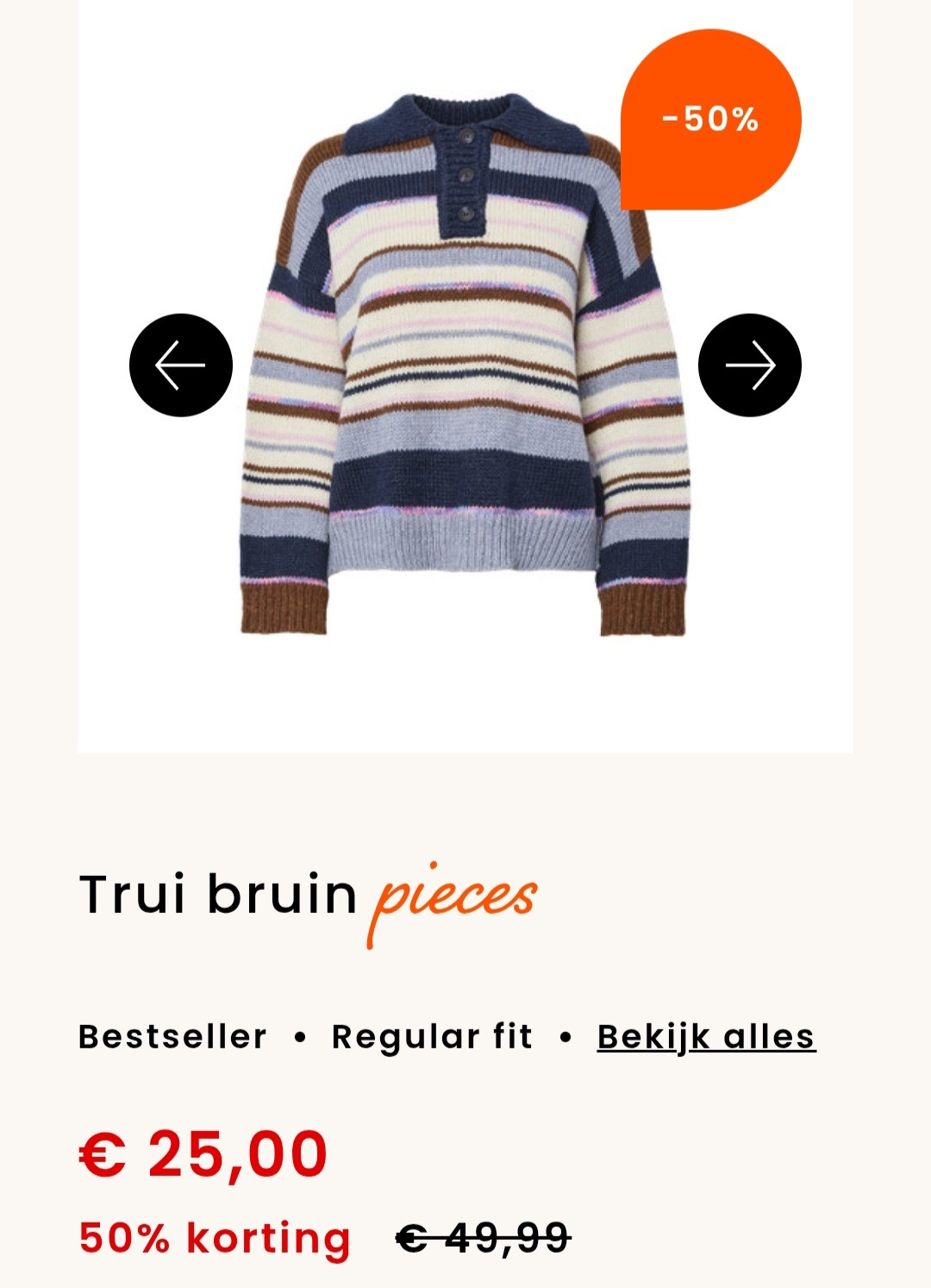Trui bruin pieces maat L en XL -50%