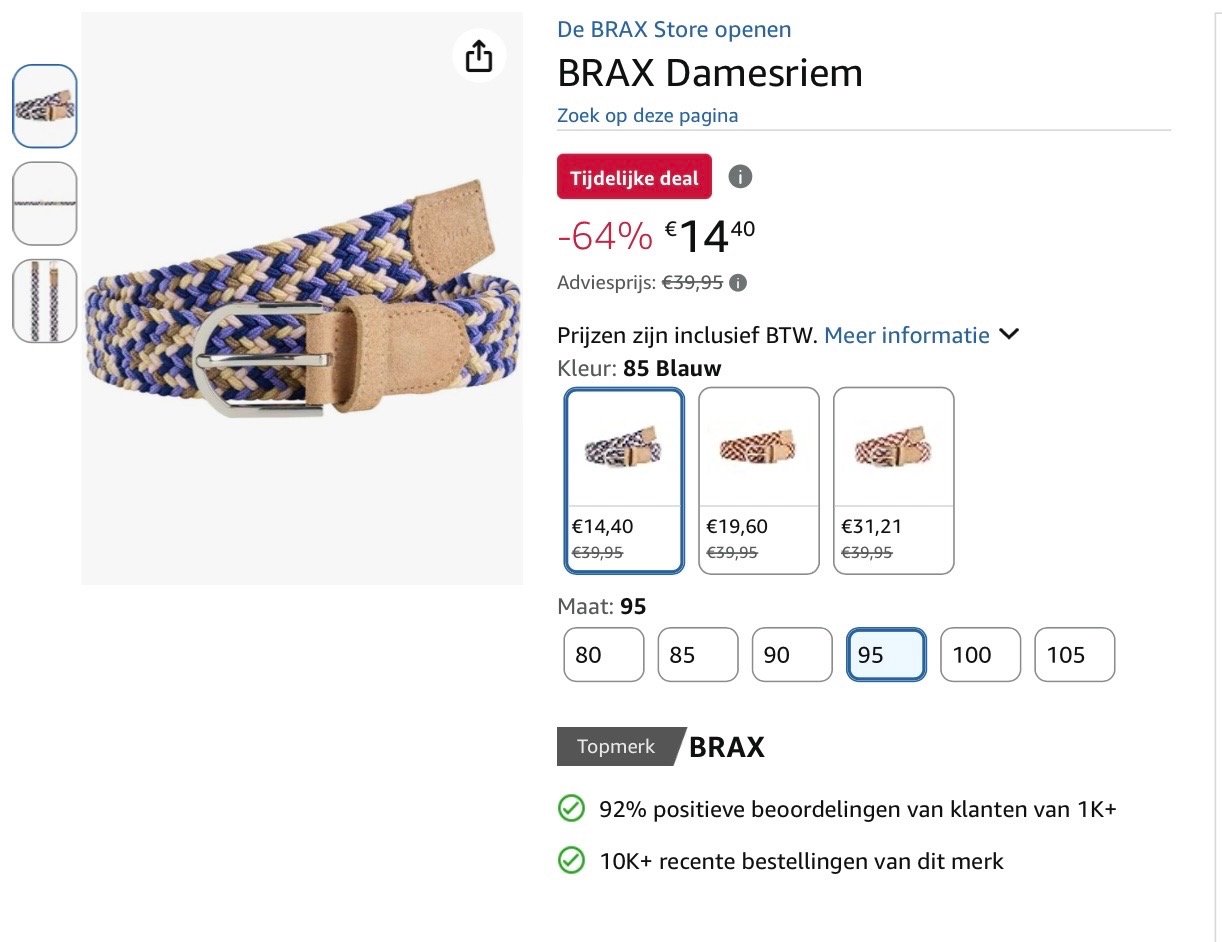 BRAX Damesriem maat 85 -64%