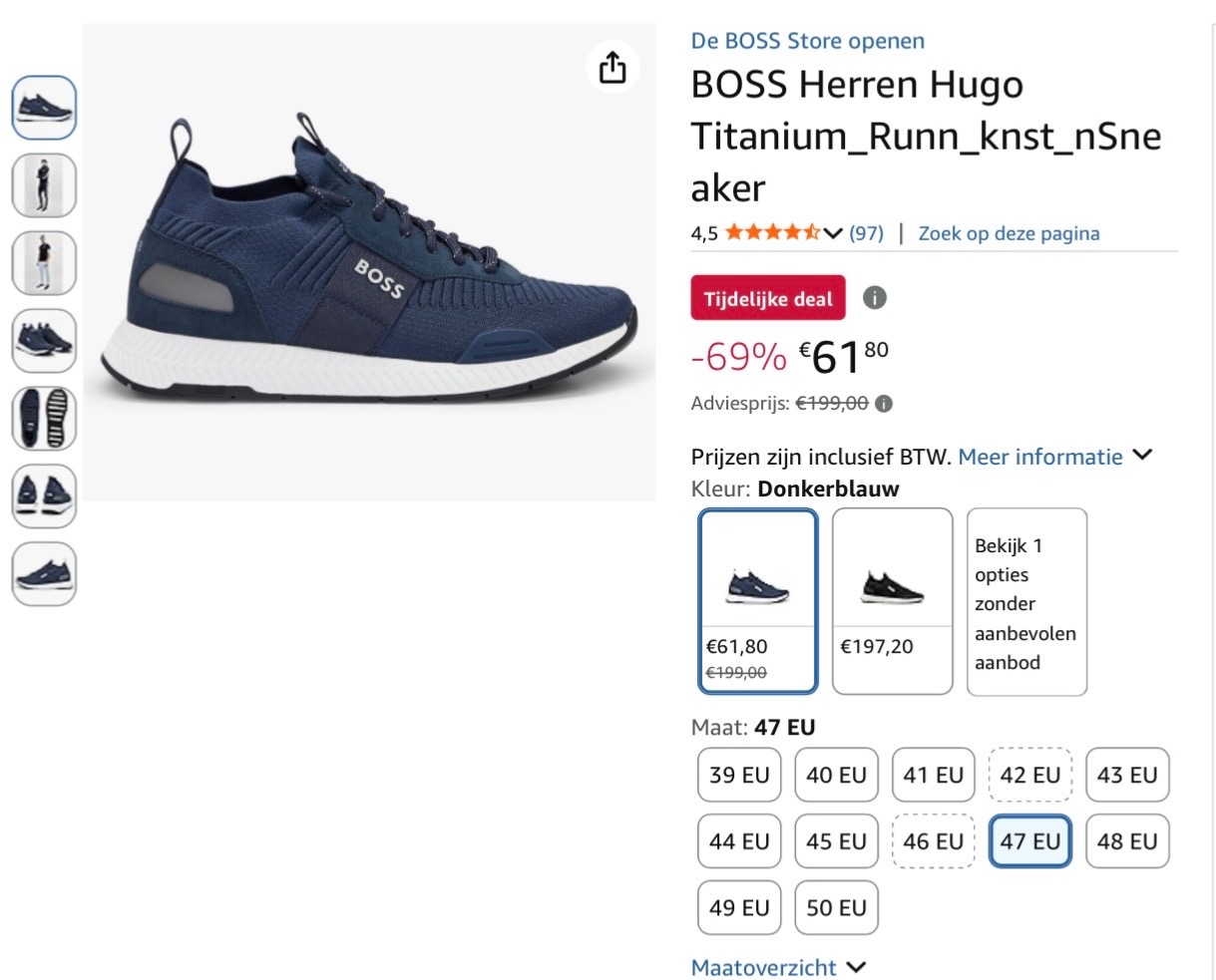 BOSS Herren Hugo Titanium_Runn_knst_nSneaker maat 47 -69%