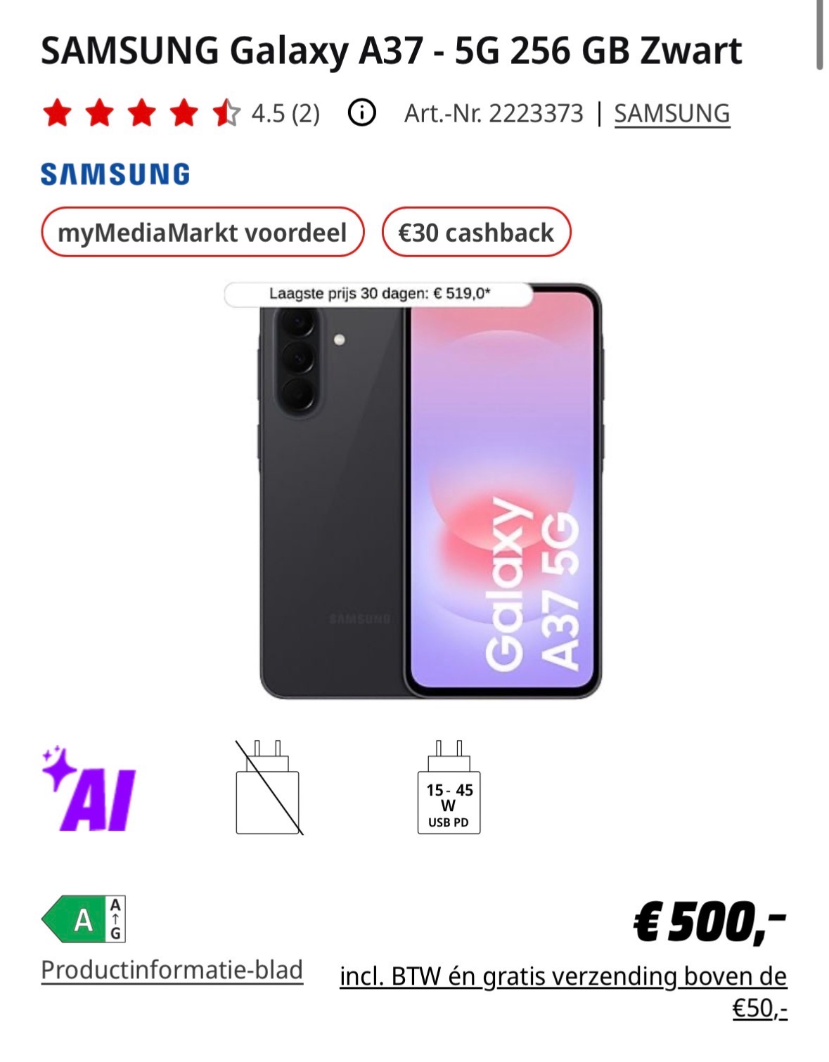 SAMSUNG Galaxy A37 256 GB