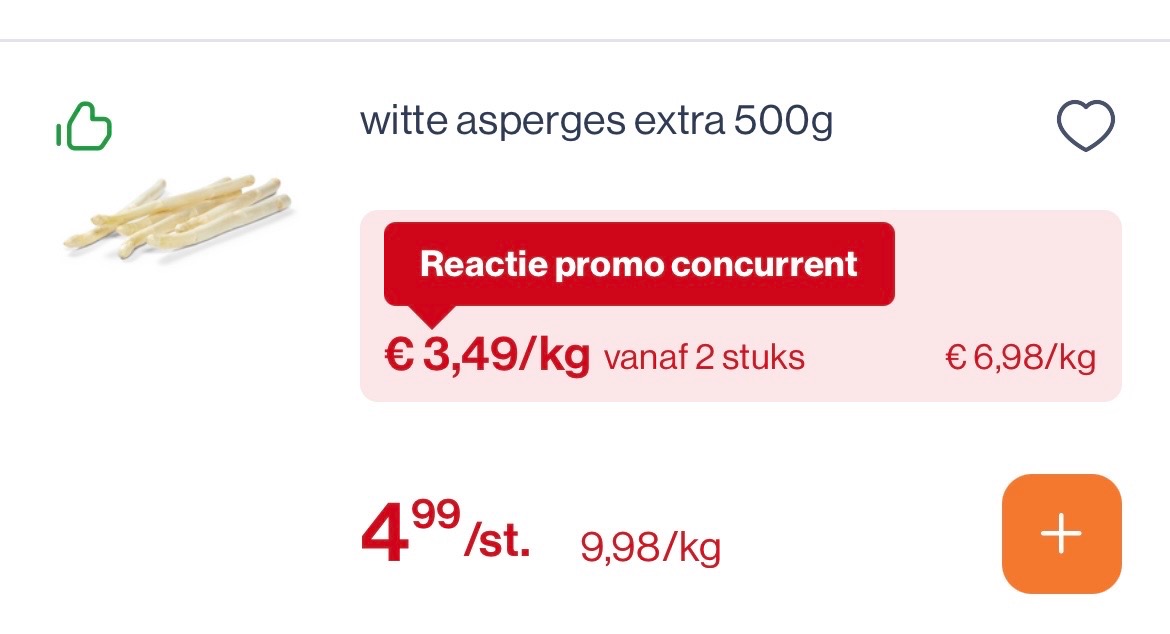 Witte asperges extra 500 gram slechts 6,98€/kg