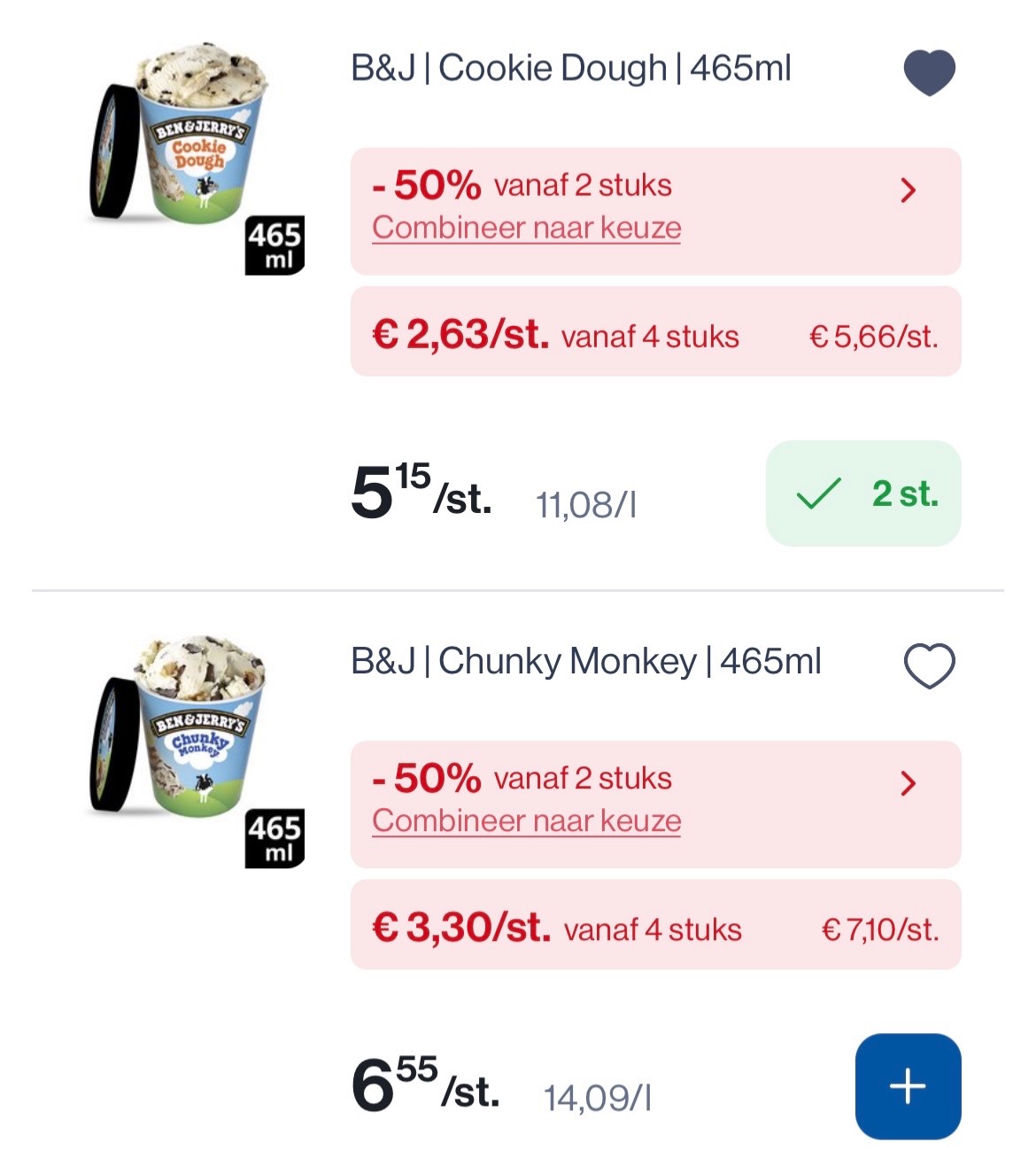 Ben&Jerry ijspints en haagen dasz in promo