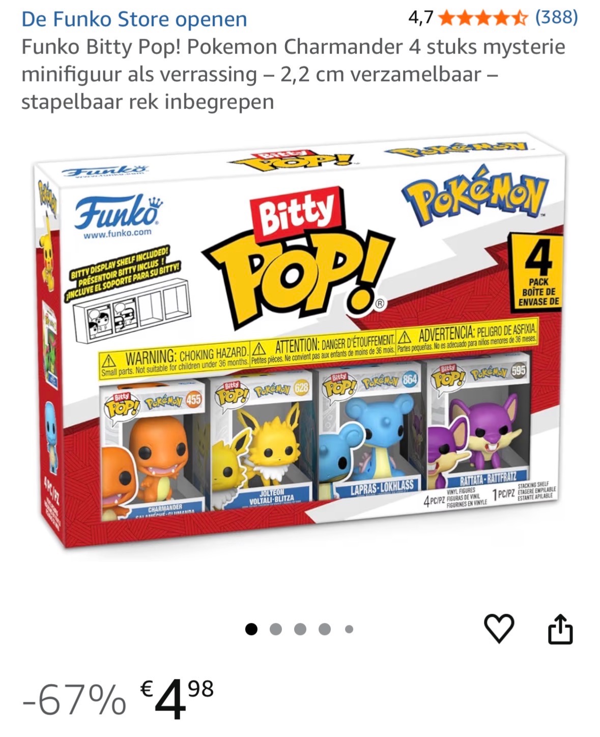 Funko Bitty Pop! Pokémon Charmander 4 stuks
