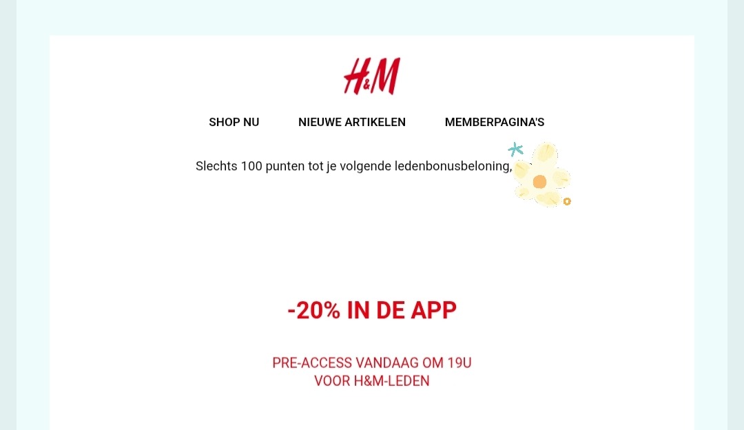 H&m deze avond 20% in de app