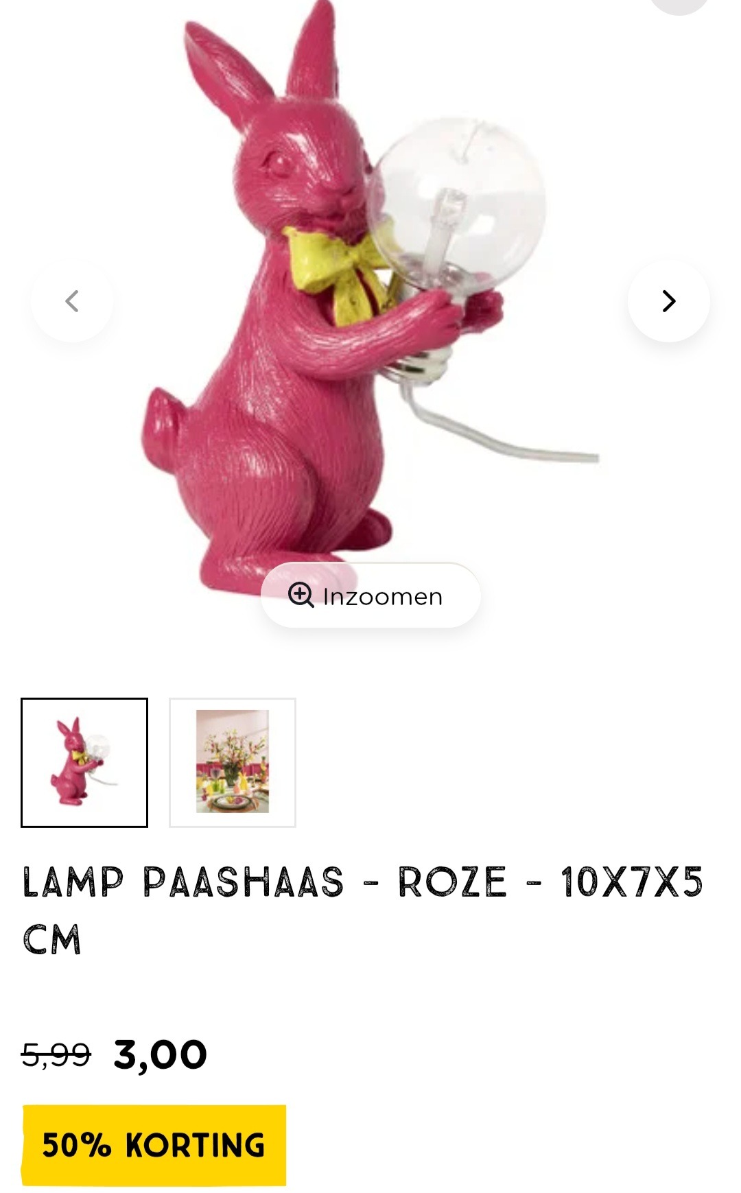 Lamp paashaas roze -50%