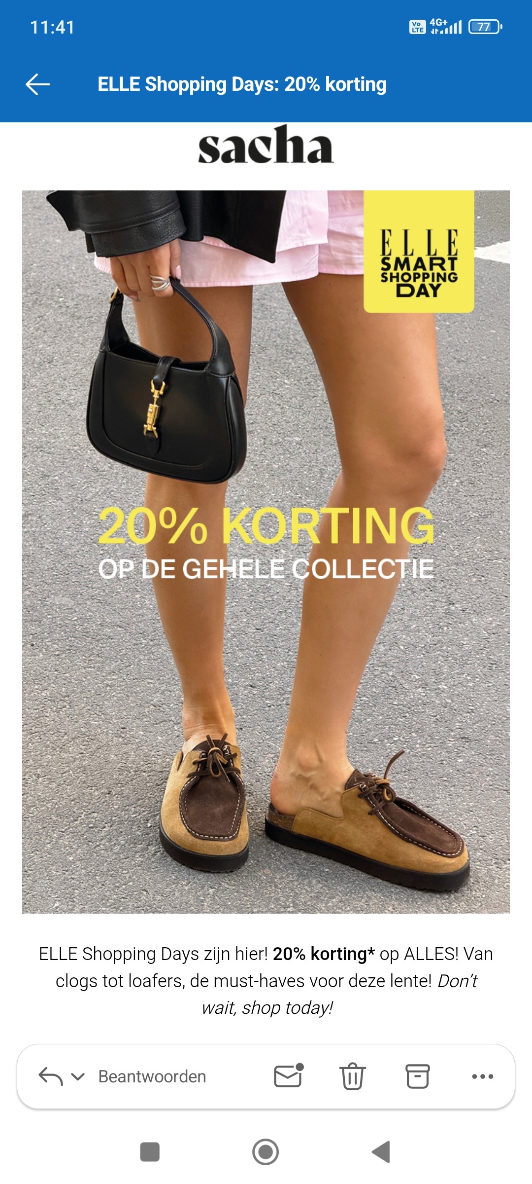 Sacha: 20% korting