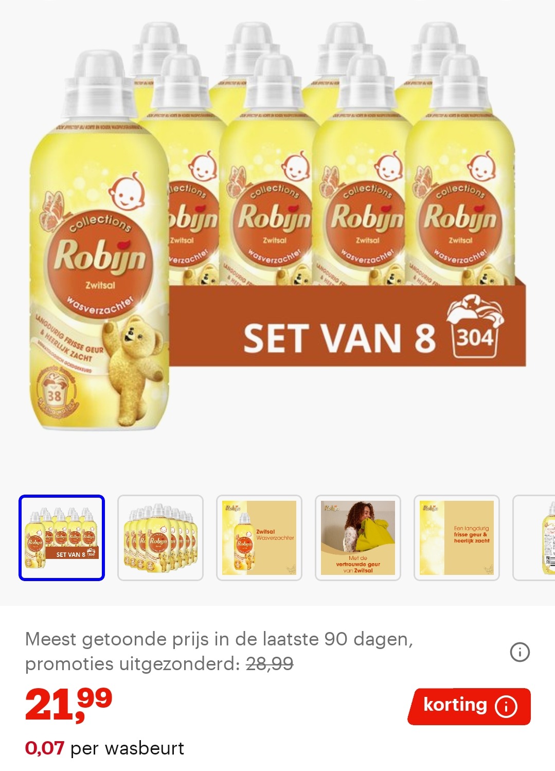 Robijn wasverzachter vanaf 0,07€ per wasbeurt