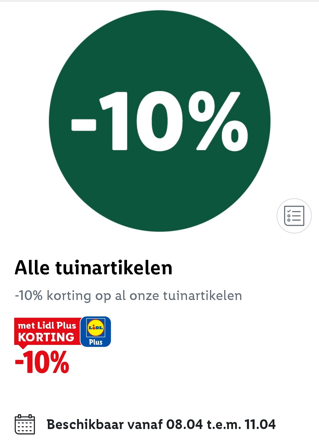 Lidl 10% tuinartikelen