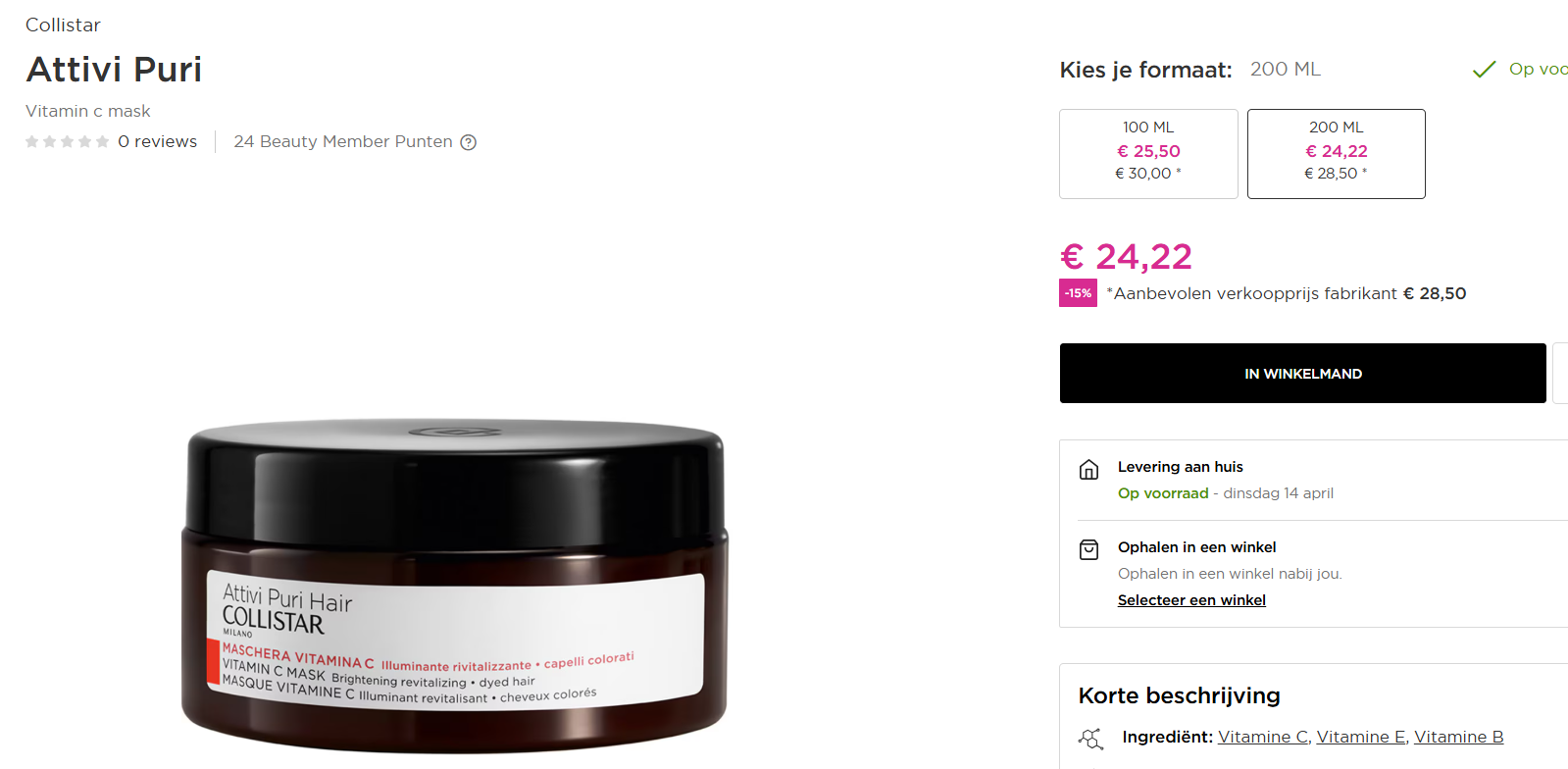 collistar attivi puri haarserum voordeel 200 ml