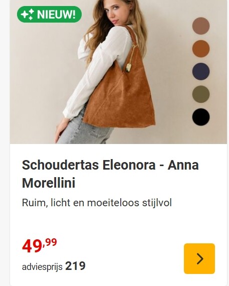 Schoudertas eleonora - Anna morellini voor 49,99€ op nieuwsbladshop