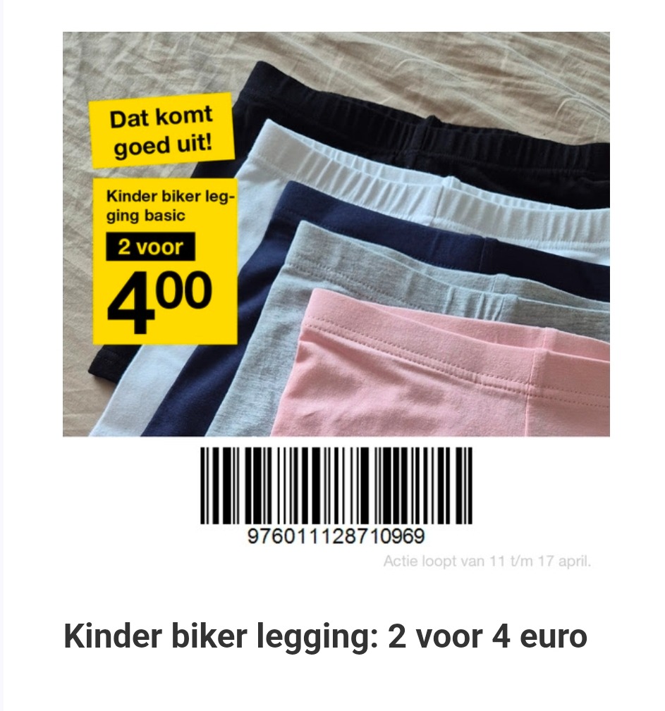 Kinder biker legging 2 voor 4 euro