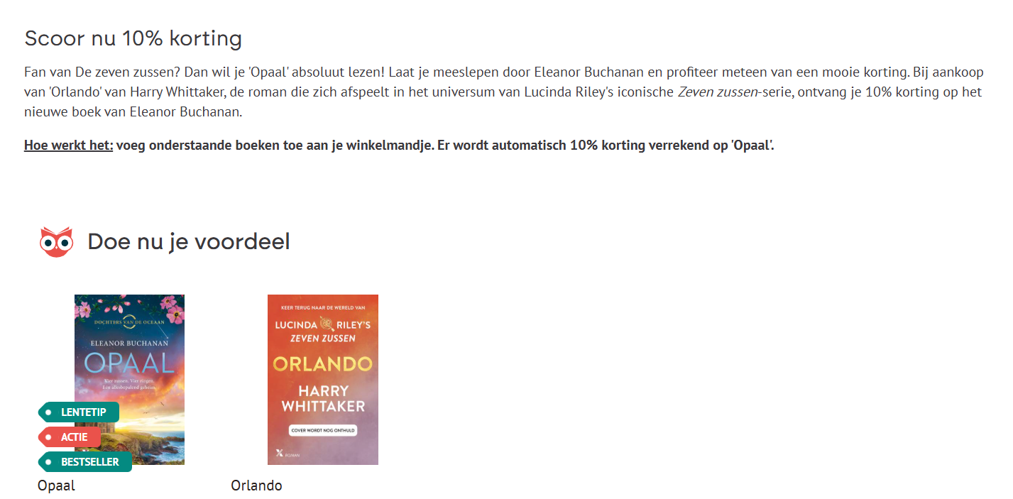 Bij aankoop van 'Orlando' van Harry Whittaker, ontvang je 10% korting op het nieuwe boek van Eleanor Buchanan.