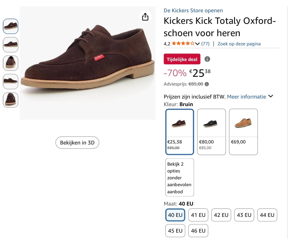 Kickers Kick Totaly Oxford-schoen Maat 40