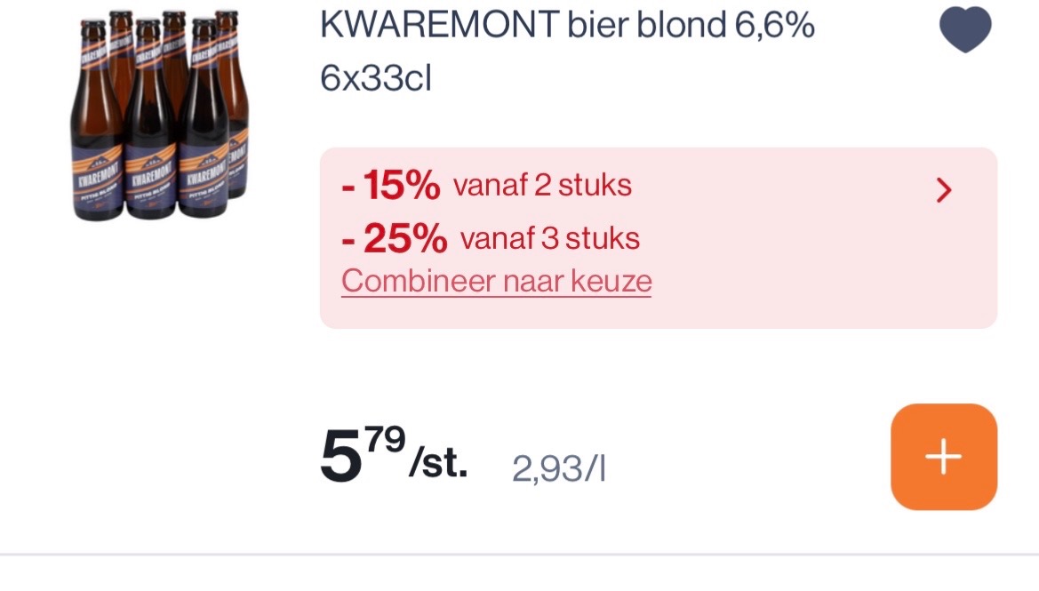 Kwaremont blond bier 6x33 cl goedkoper