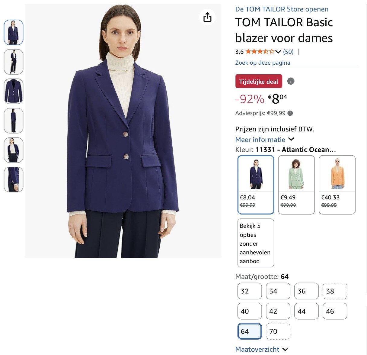 TOM TAILOR Basic blazer voor dames maat 64 -92%