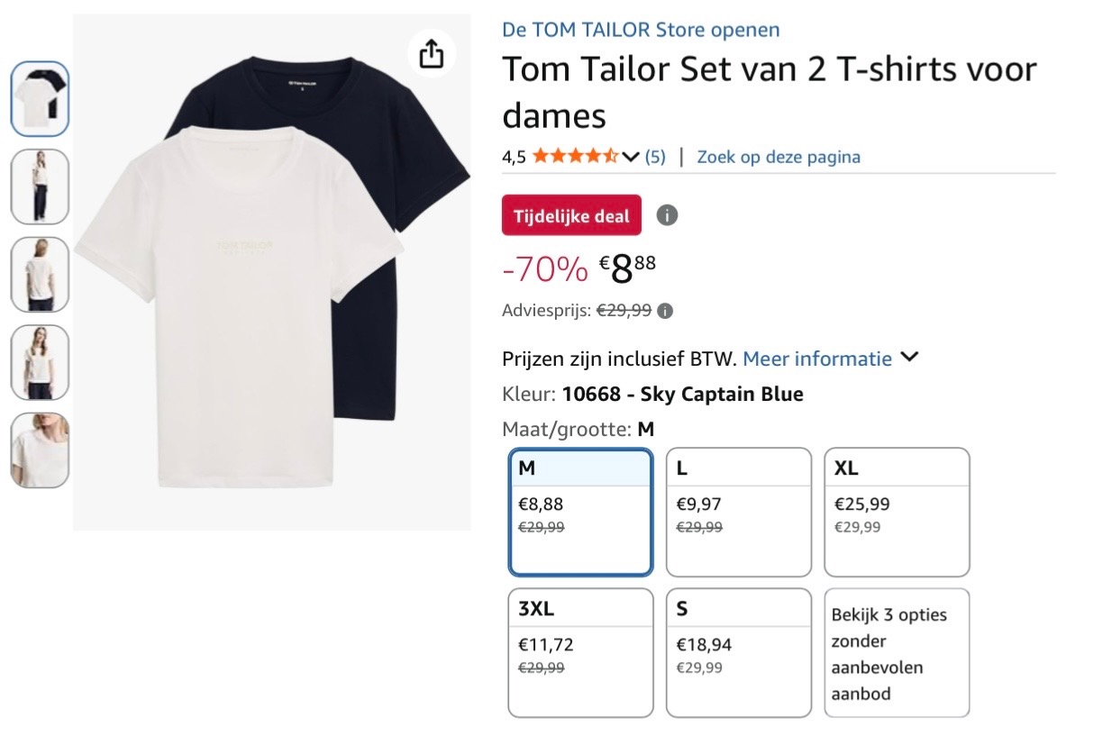 Tom Tailor Set van 2 T-shirts voor dames -70%