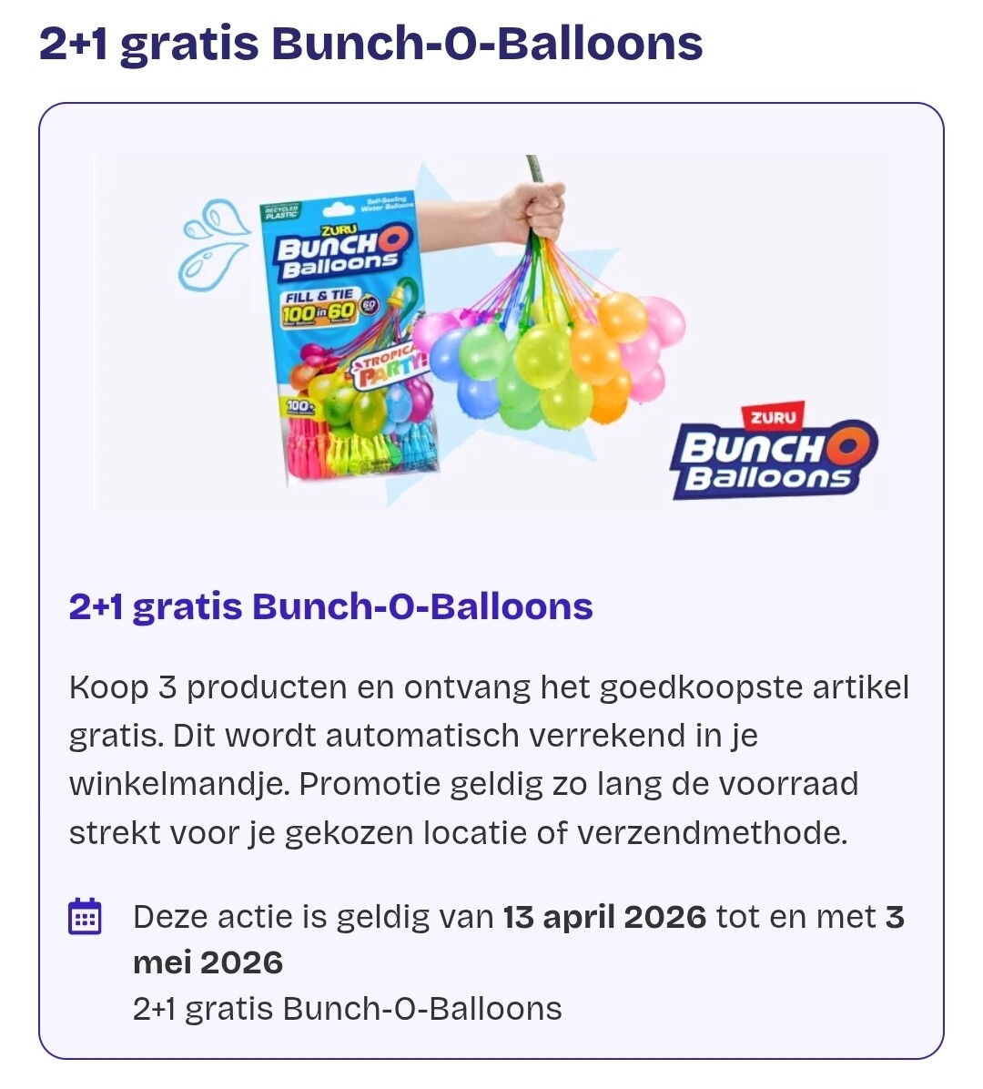 2+1 gratis Bunch-O-Balloons