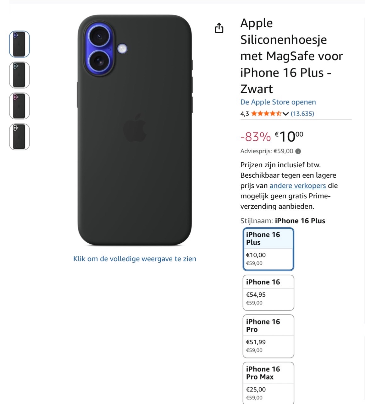 Apple Siliconenhoesje met MagSafe voor iPhone 16 Plus -83%