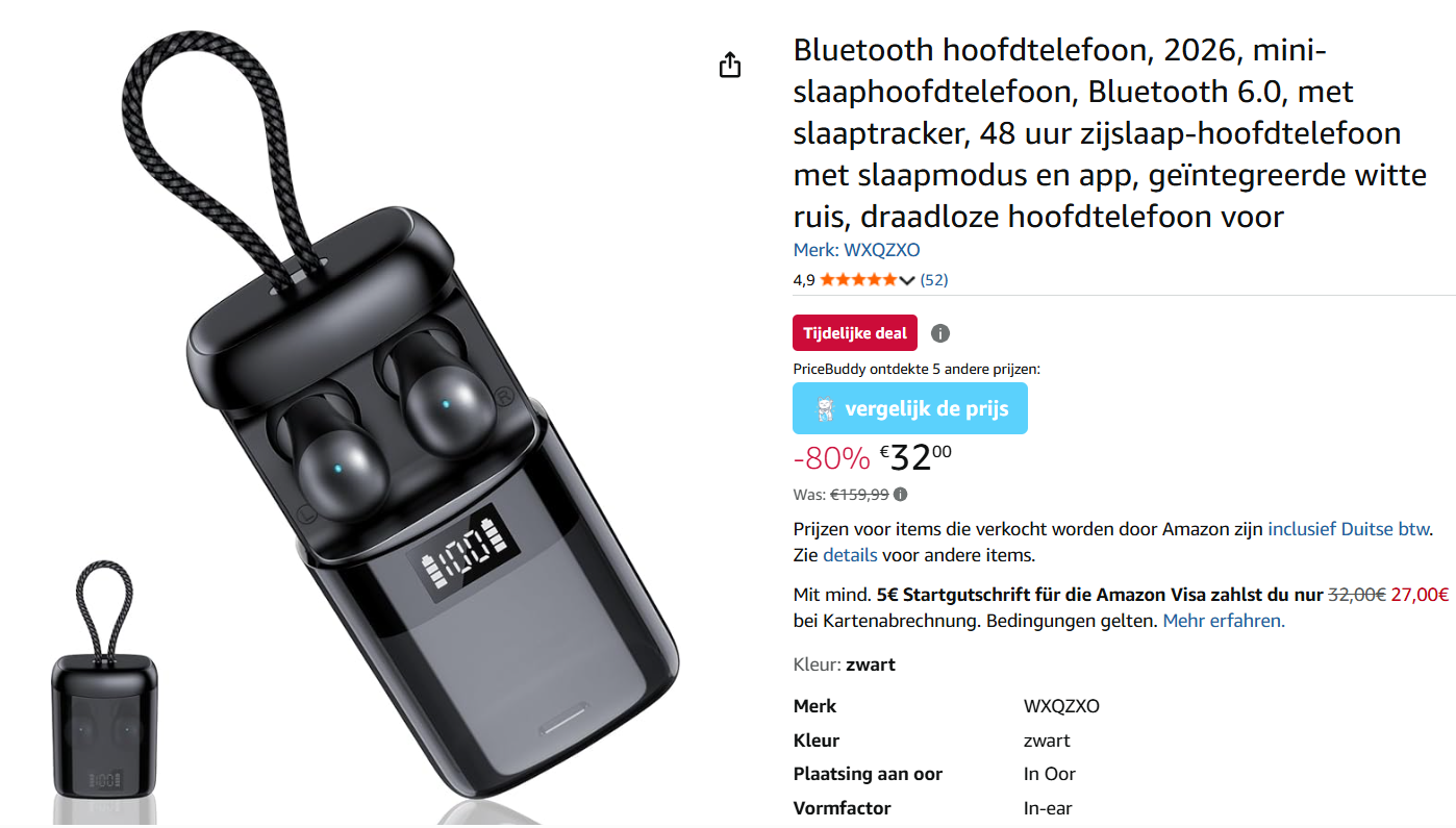 Superdeal Bluetooth 6.0 hoofdtelefoon met slaaptracker ‼️