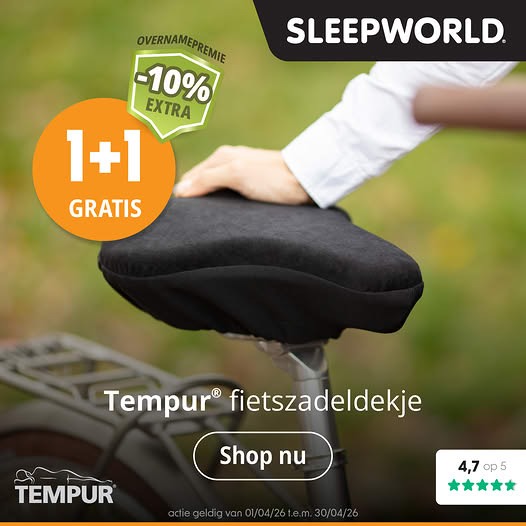 1+1 gratis fietszadelbeschermer Tempur bij Sleepworld