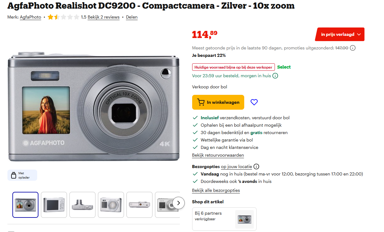 AgfaPhoto Realishot DC9200 - Compactcamera - Zilver - 10x zoom