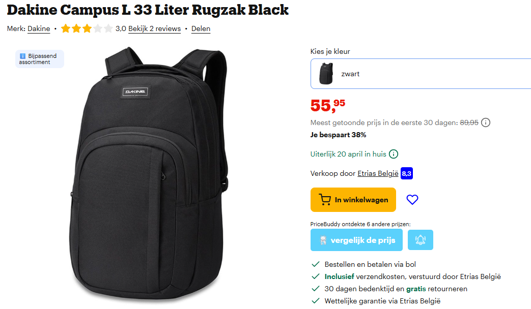 Dakine rugzakken tot -52% bij Bol