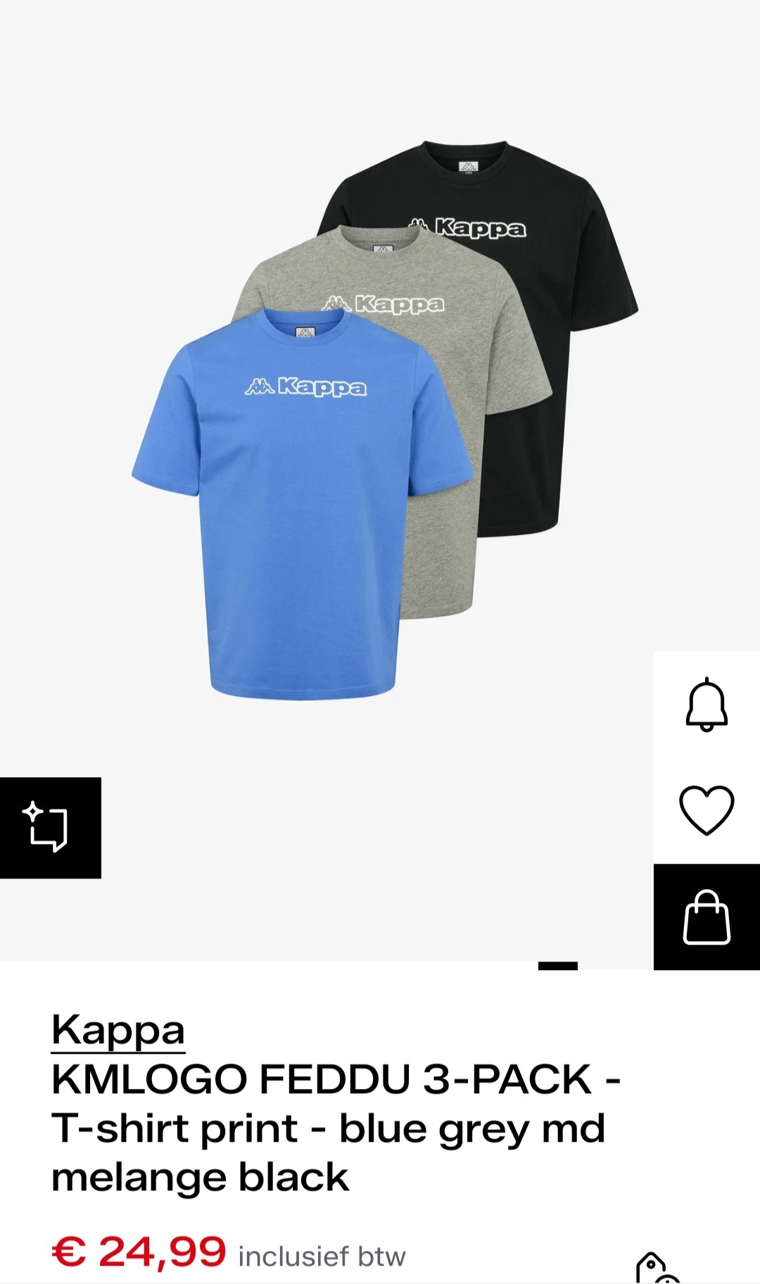 Kappa 3-PACK t-shirt maat L en XL -58%