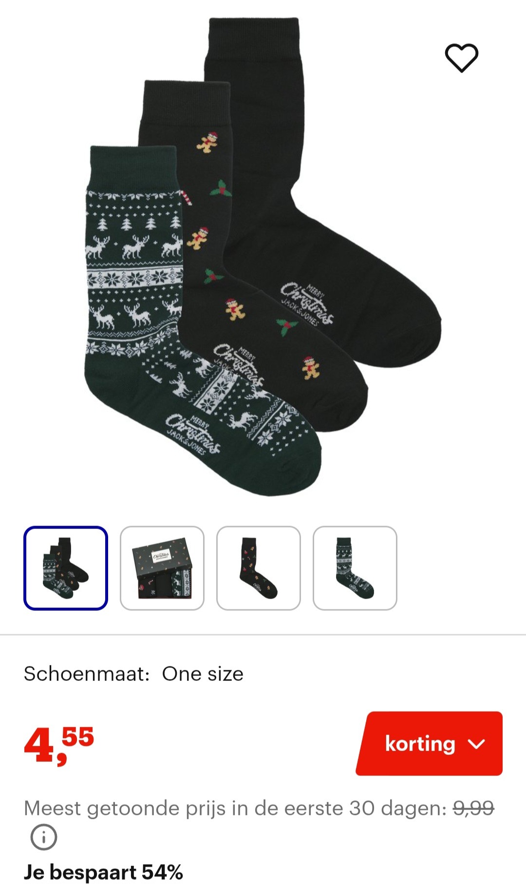 Jack&Jones giftbox met 3 paar kerstsokken -54%