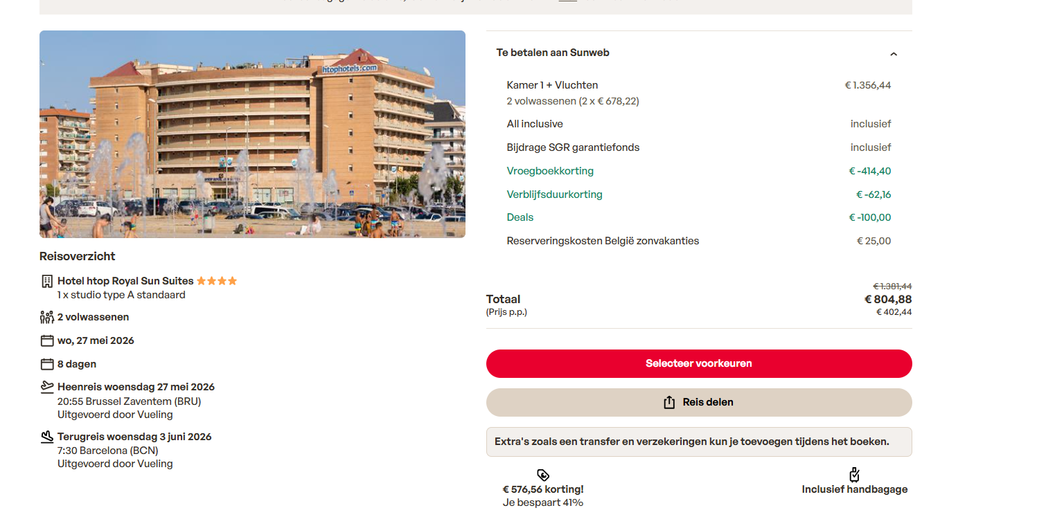 Last minute in mei naar Spanje? Mooie aanbieding bij Sunweb