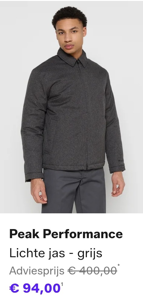 Peak performance jas aan 94€!