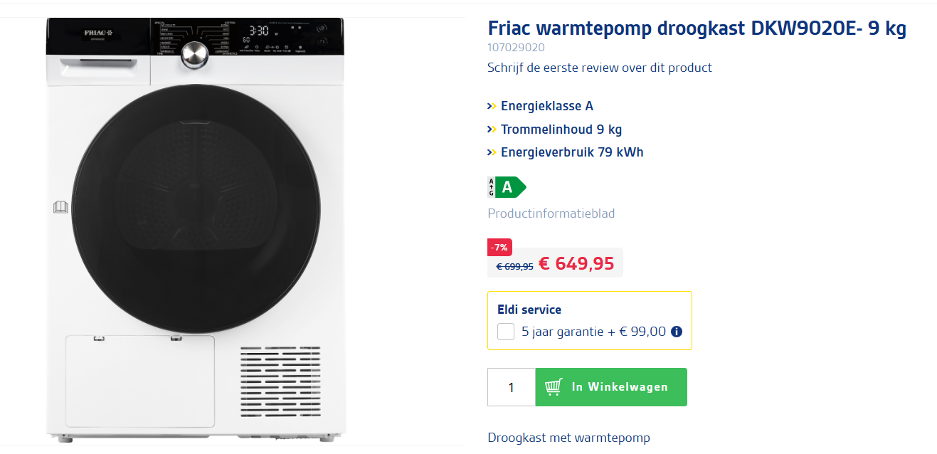 Goedkoopste A-label droogkast