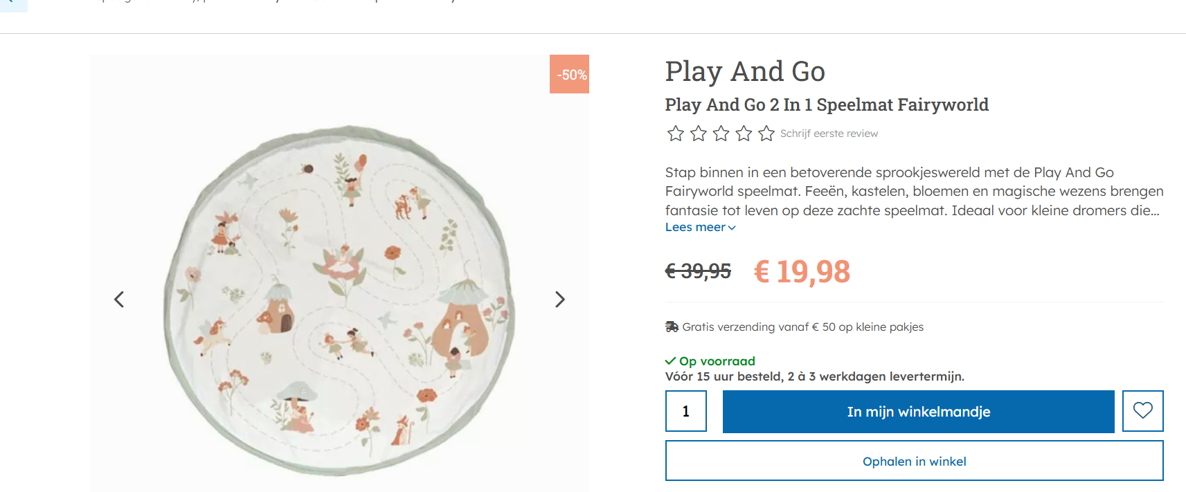 Play And Go 2 In 1 Speelmat Fairyworld
