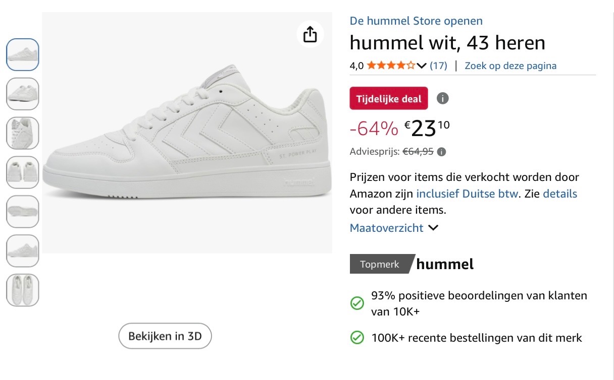 hummel wit, maat 43 heren -64%