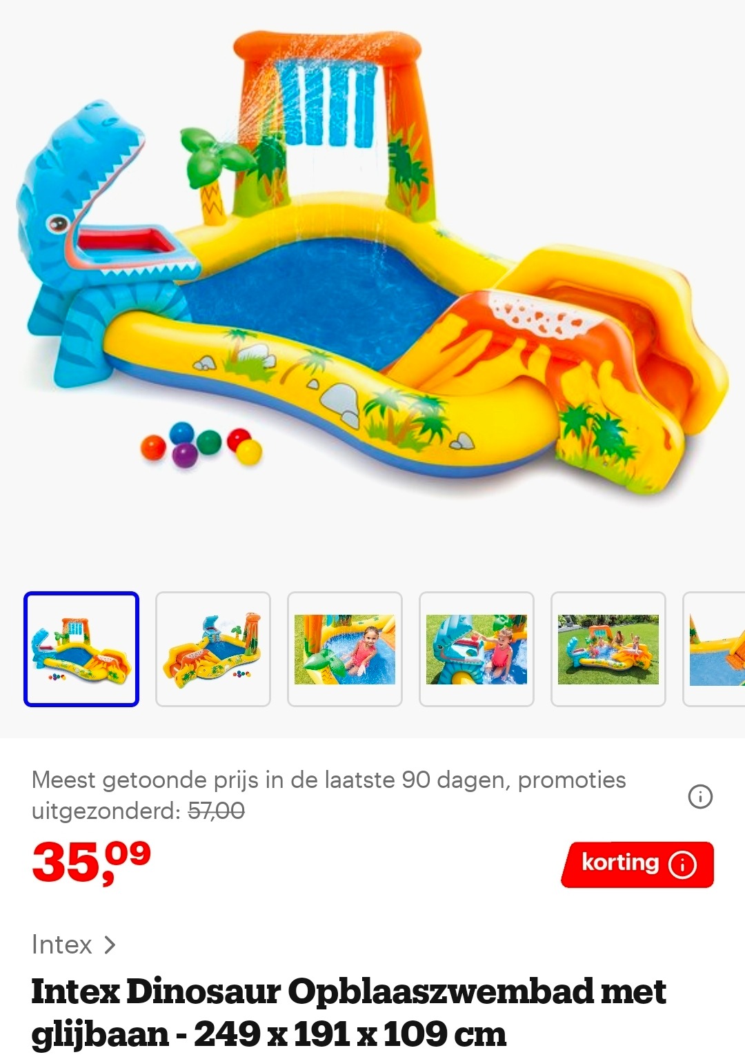 Intex Dinosaur Opblaaszwembad met glijbaan