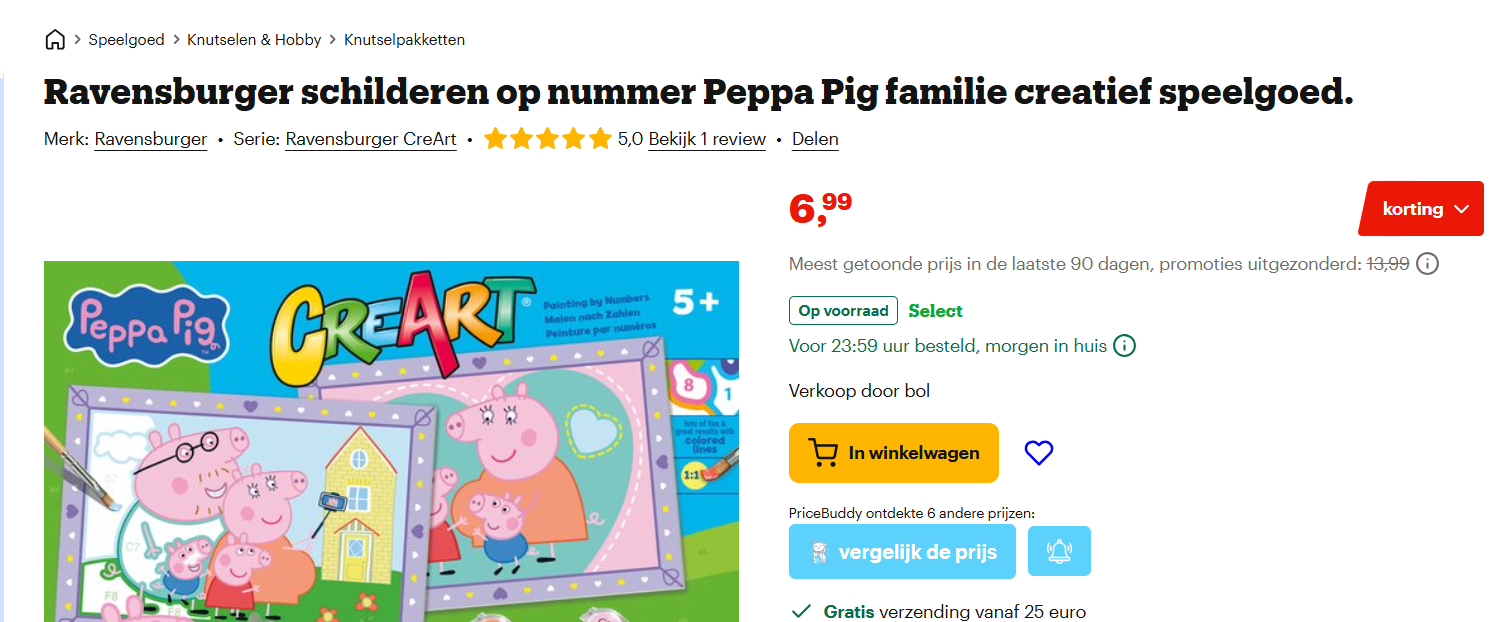 schilderen op nummer Peppa Pig -50%