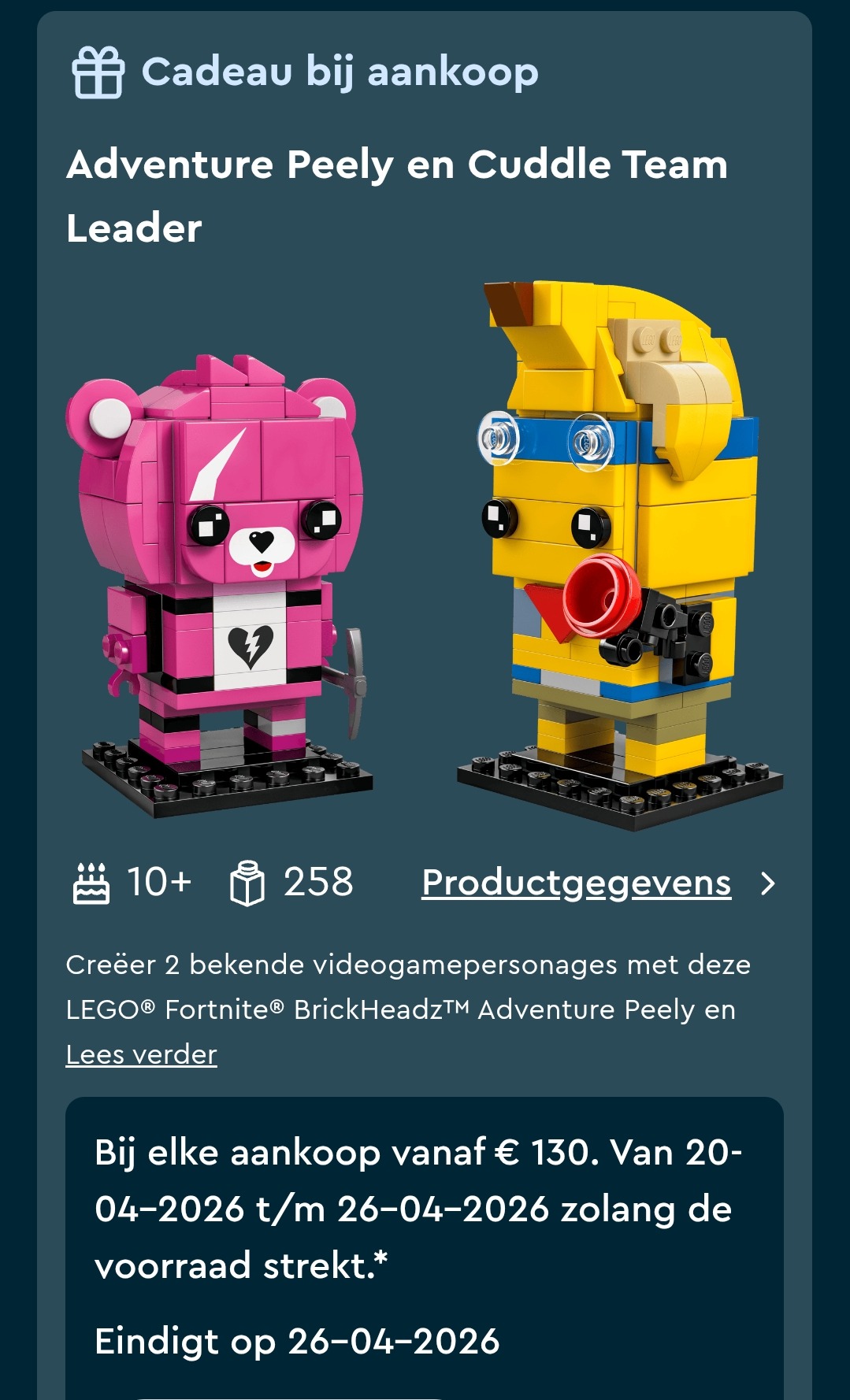 Gratis cadeau bij Lego bij aankoop van €130