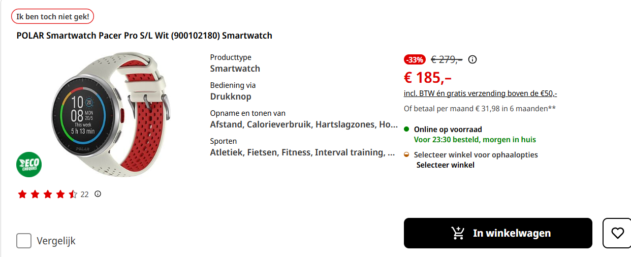 Smart/sportwatch Polar - Pacer Pro