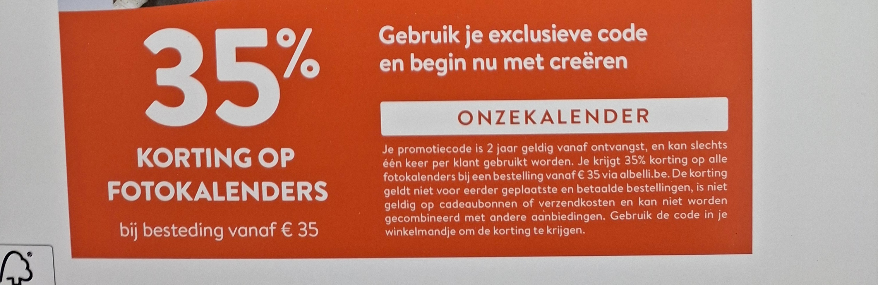 35% korting op fotokalenders van Albelli