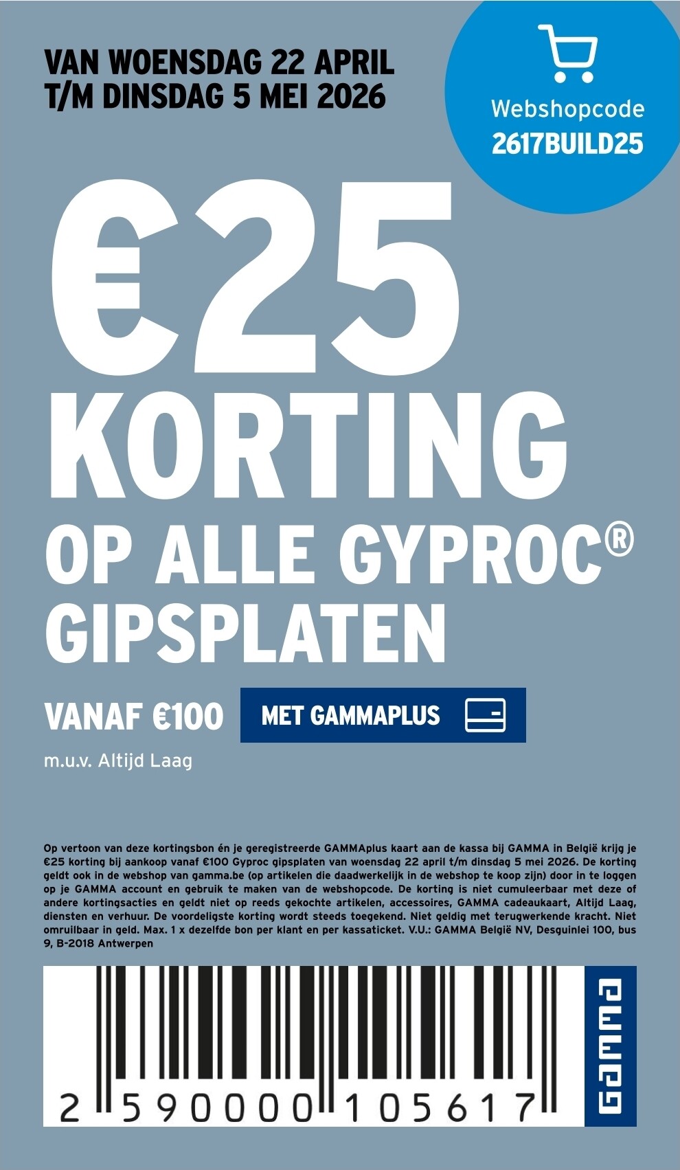 Tot €25 korting op Gyproc gipsplaten bij GAMMA