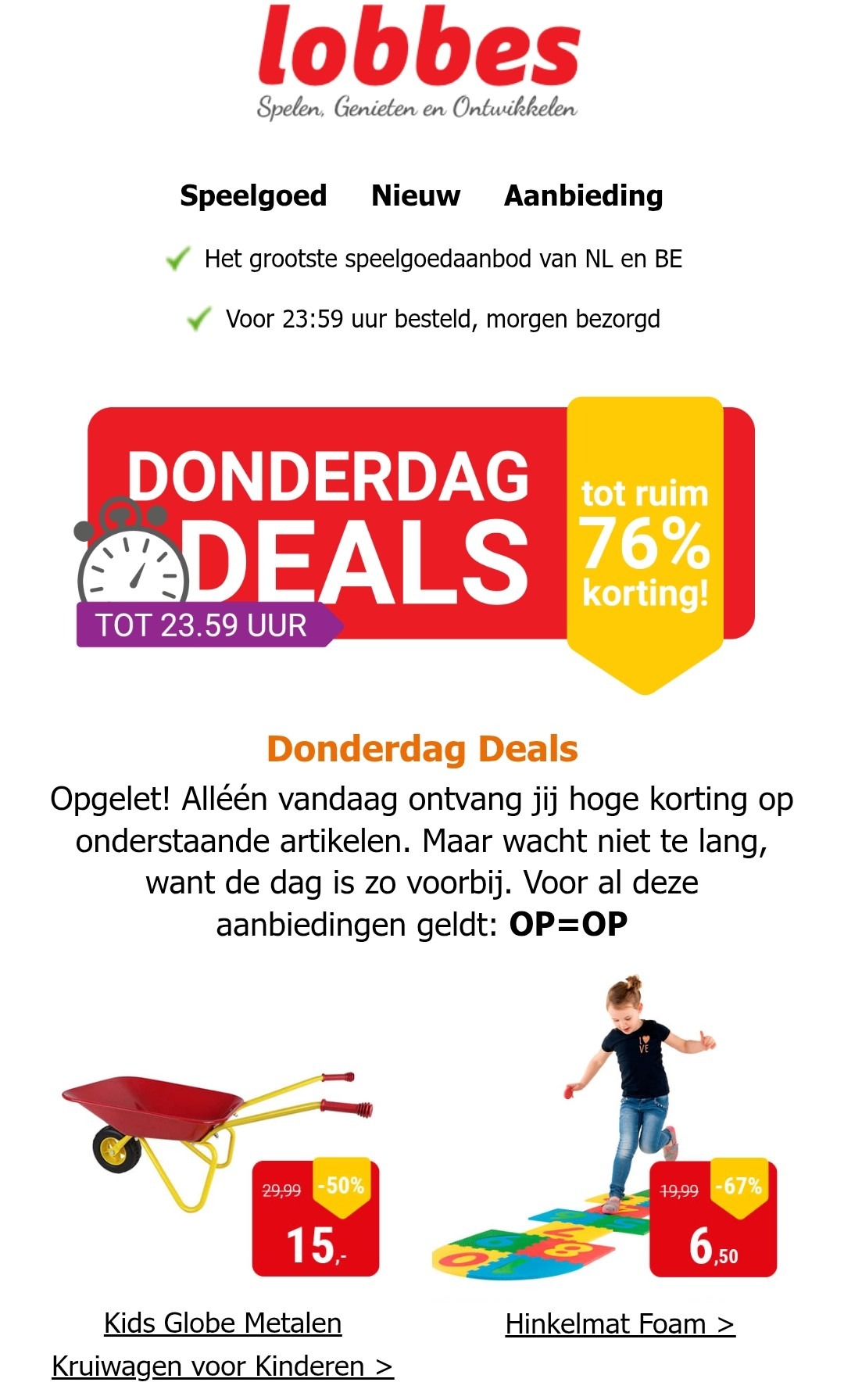 Donderdagdeal: tot -76% op speelgoed bij Lobbes