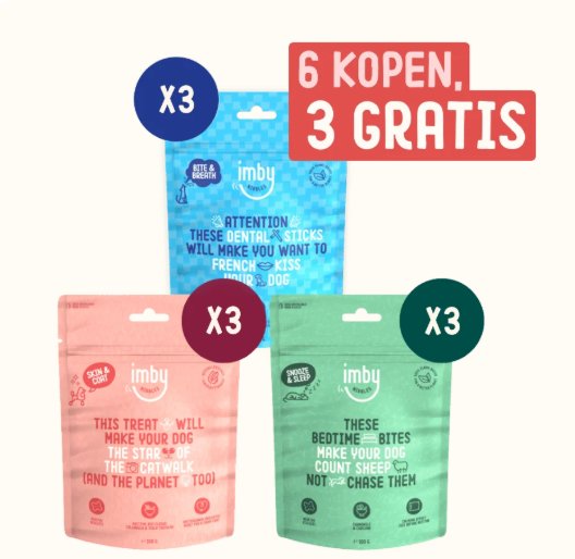 6+3 gratis 🐶 proefpakket hondensnacks én -20% bij eerste bestelling