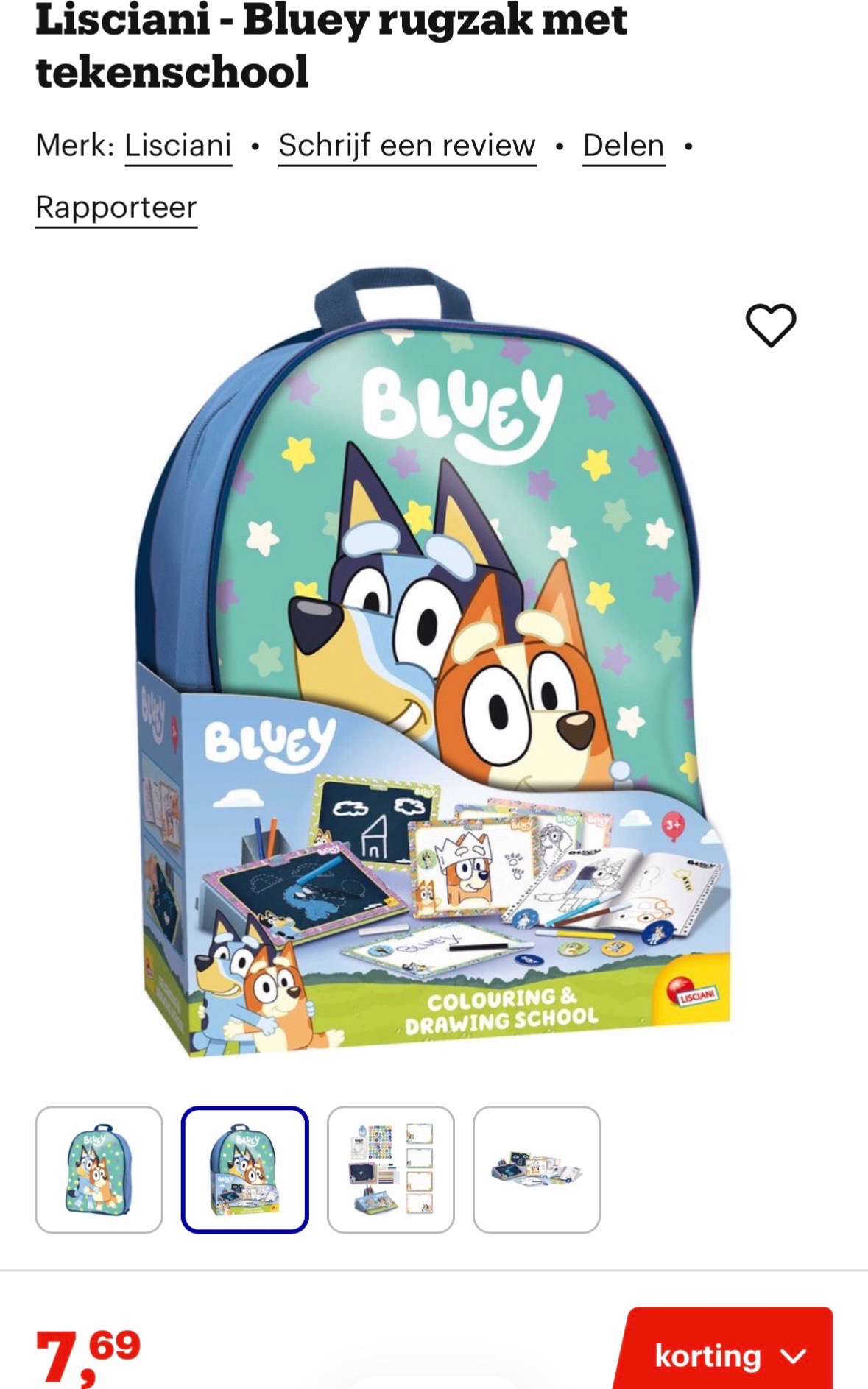 Bluey rugzak met tekenschool