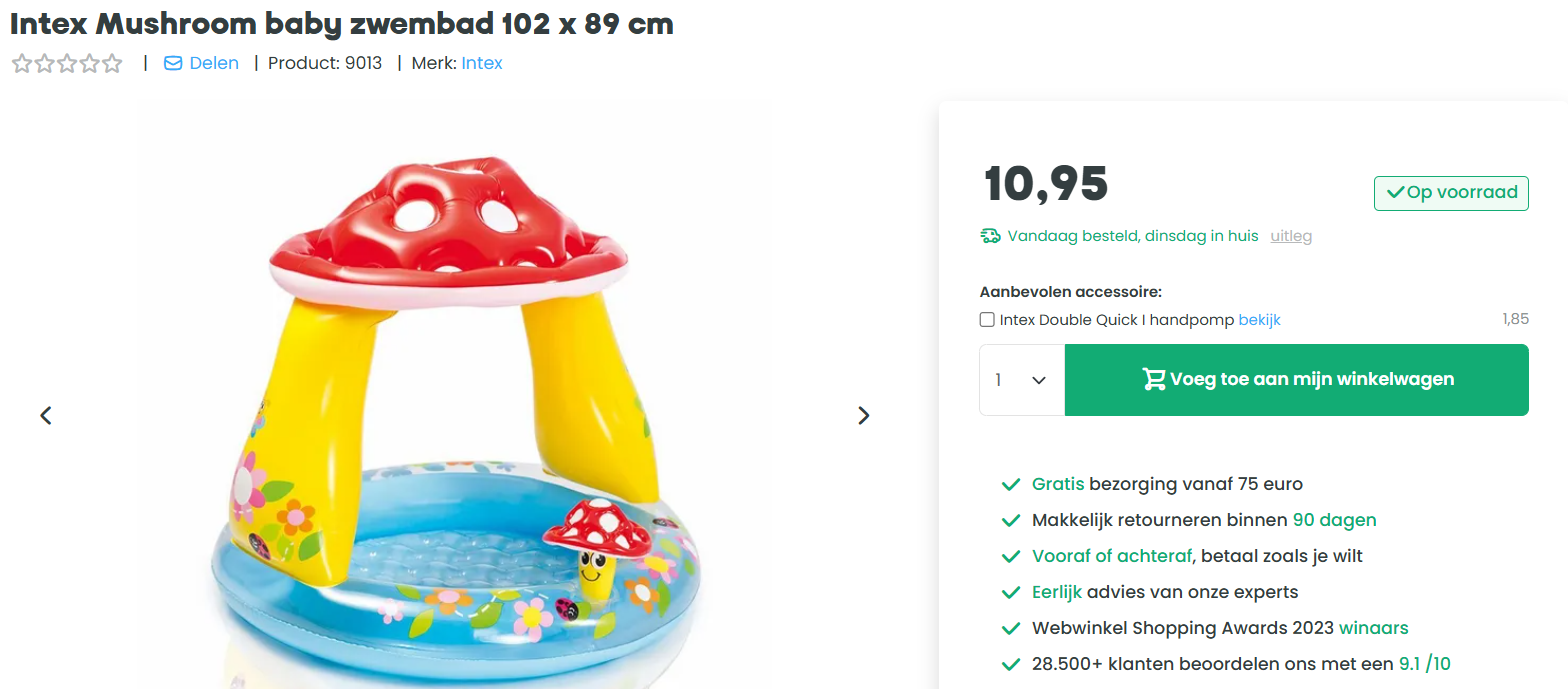 Baby-zwembad paddestoel €10,95