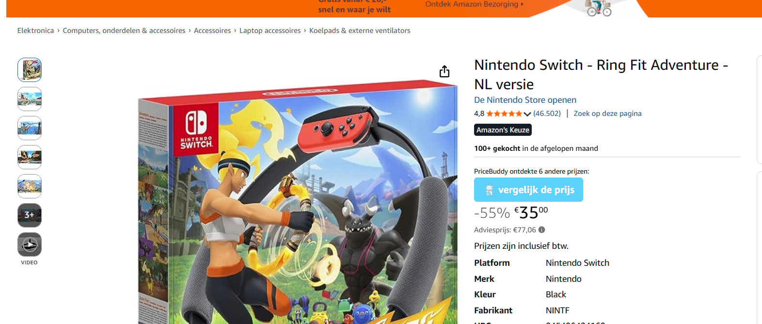Sporten en gamen? nu met korting! Nintendo Switch - Ring Fit Adventure - NL versie