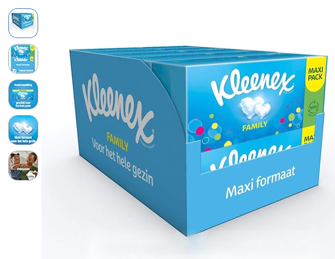 12 dozen kleenex voor 1,3 euro per stuk!