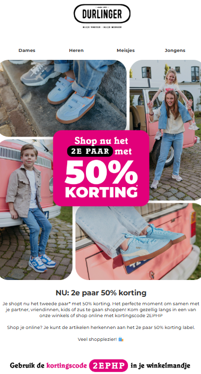 Durlinger: -50% op het 2e paar