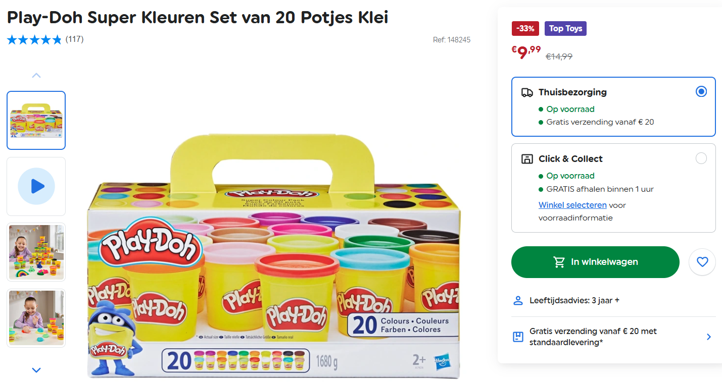 -50% Play-Doh set, 20 potjes